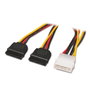Aisens Cable de Alimentación Molex 4-pin Macho a 2x SATA Hembra Negro